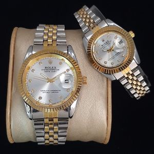 ست ساعت رولکس بند استیل دورنگ