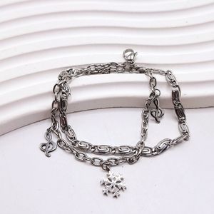 قیمت ارزان دستبند دولاین طرح دونف برف و موزیک استیل