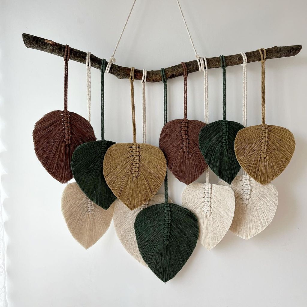 فروش اینترنتی دیوارکوب آویز مکرومه برگ خاص طرح پریا