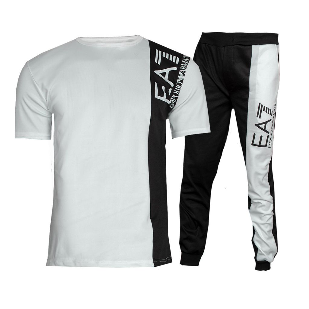 خرید انلاین ست تیشرت شلوار EA7 سفید مشکی مدلWE82