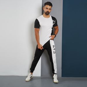 خرید آنلاین ست تیشرت شلوار EA7 سفید مشکی مدلWE82