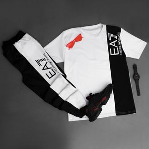 خرید اینترنتی ست تیشرت شلوار EA7 سفید مشکی مدلWE82