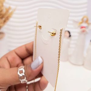 قیمت ارزان ست گوشواره و گردنبند طرح ضربان قلب طلایی استیل