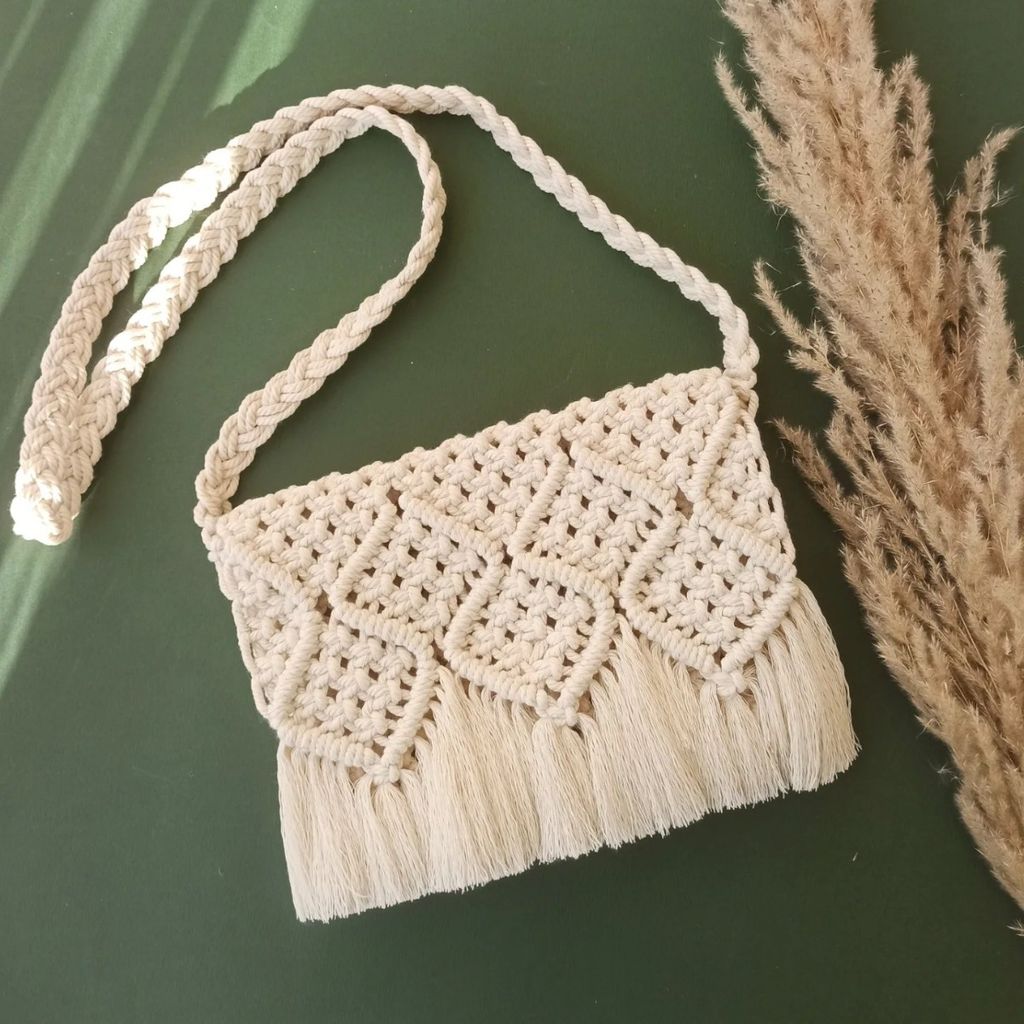 خرید آنلاین کیف زنانه مکرومه بافی طرح دار