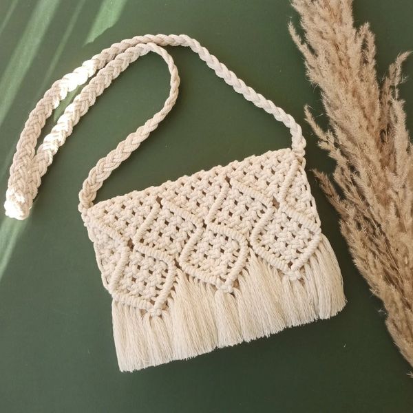 کیف زنانه مکرومه بافی طرح دار