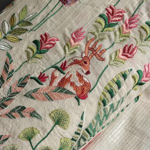 خرید اینترنتی پارچه لینن سوزن‌دوزی