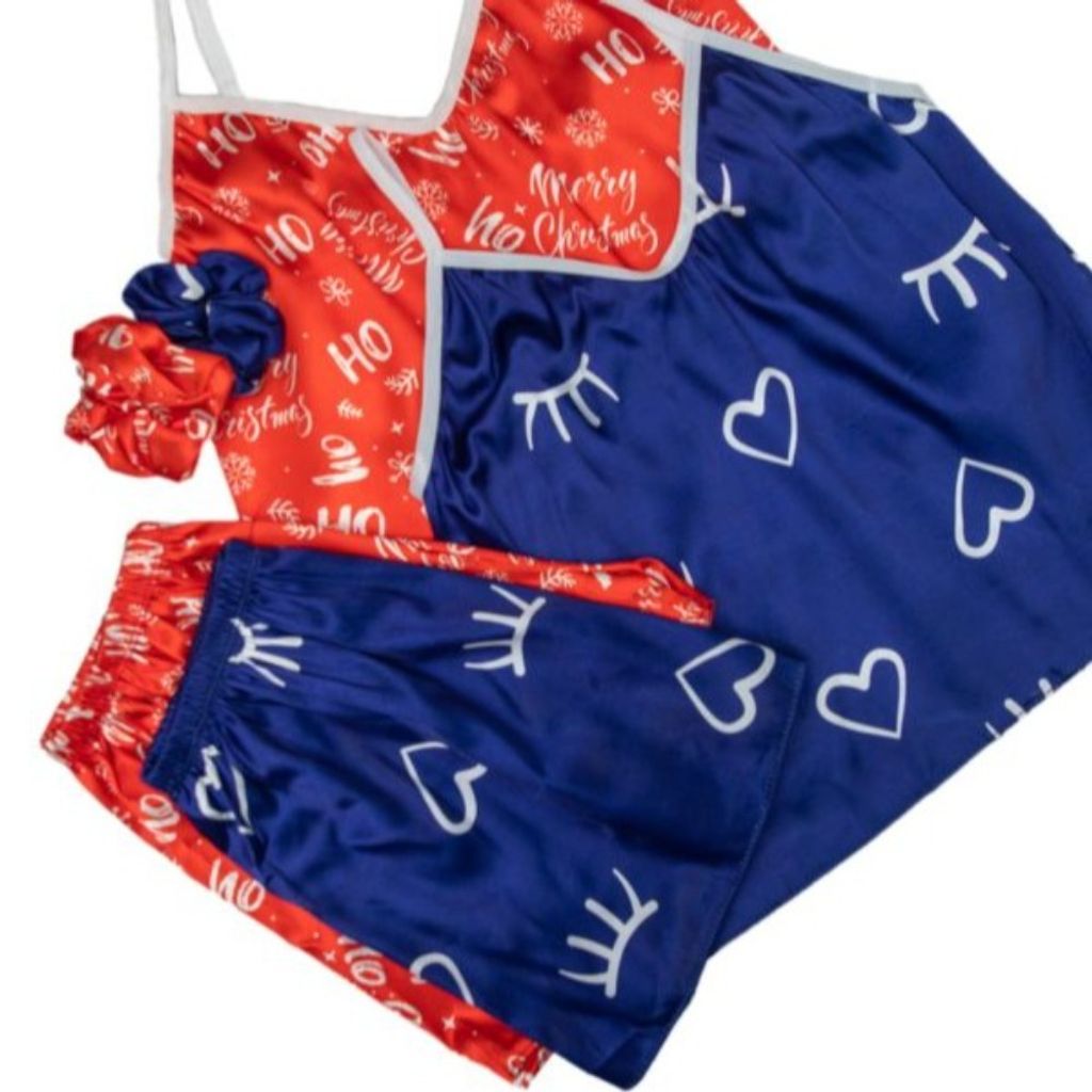 خرید اینترنتی ست تاپ و شورتک ساتن طرحدار کد 01073 ماهی