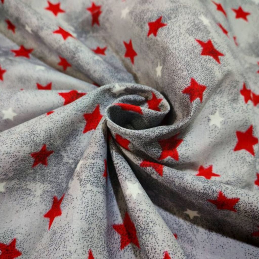 خرید اینترنتی پارچه ملحفه مدل پتینه طرح ستاره قرمز  عرض 2 متر