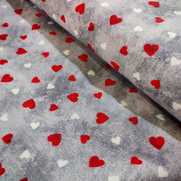 پارچه ملحفه مدل پتینه طرح قلب قرمز  عرض 2 متر