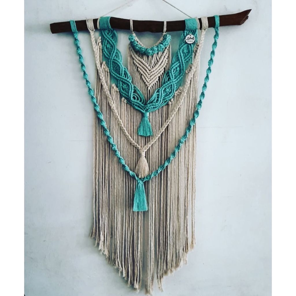 مشخصات دیوارکوب اویز مکرومه بافی مدل سبز پاستیلی