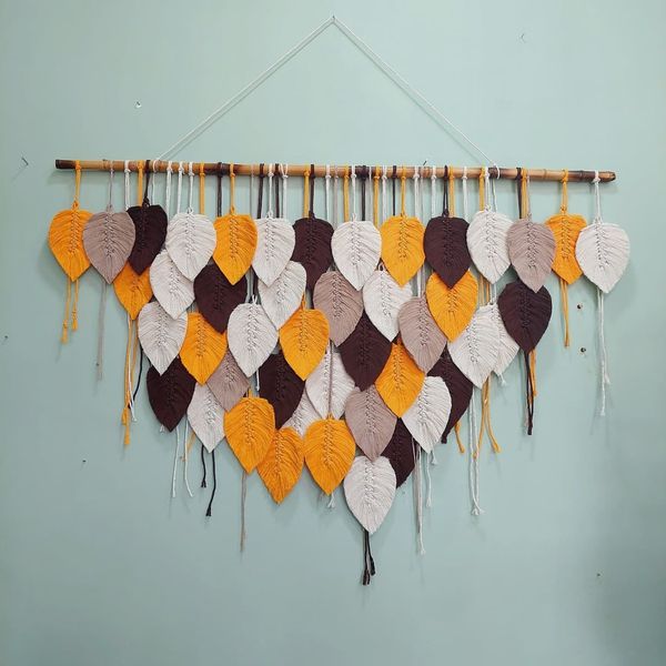 دیوارکوب لاکچری برگ مکرومه طرح شاهین