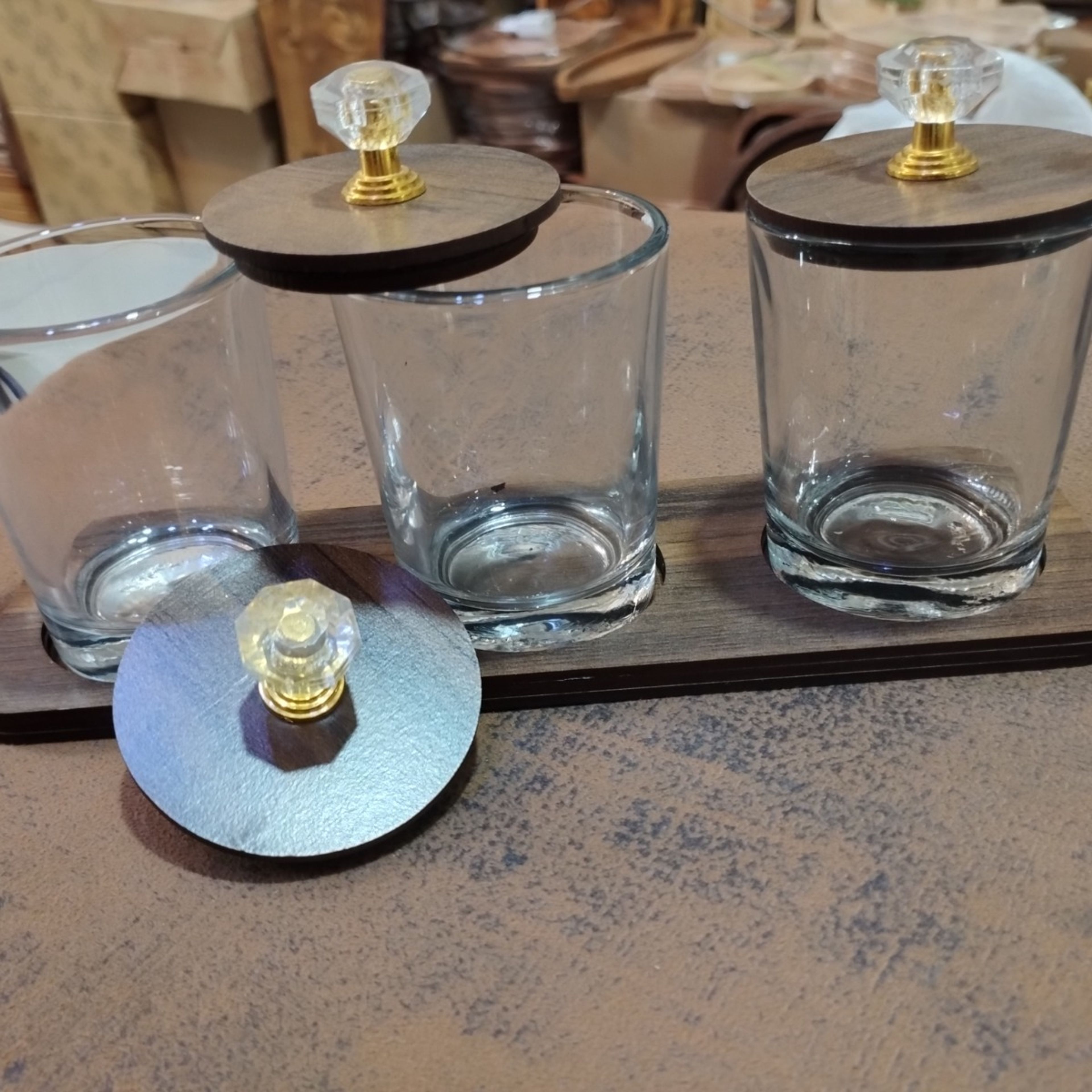 فروش اینترنتی جا ادویه سه تیکه طرح چوب شیشه