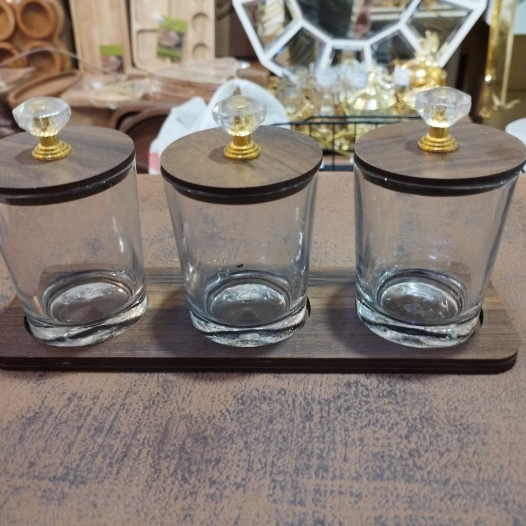 مشخصات جا ادویه سه تیکه طرح چوب شیشه