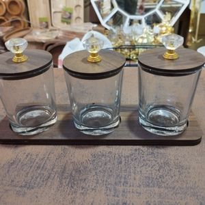 مشخصات جا ادویه سه تیکه طرح چوب شیشه