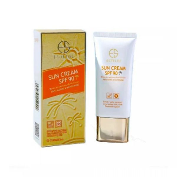 کرم ضد آفتاب صورت و بدن استلین SPF 90 مدل ضد پیری و سفید کننده ESTELIN وزن