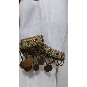 شال نخی سفید کار شده