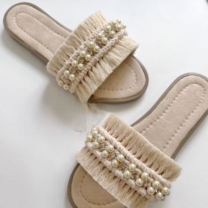 صندل مکرومه بافی مدل مرواریدی