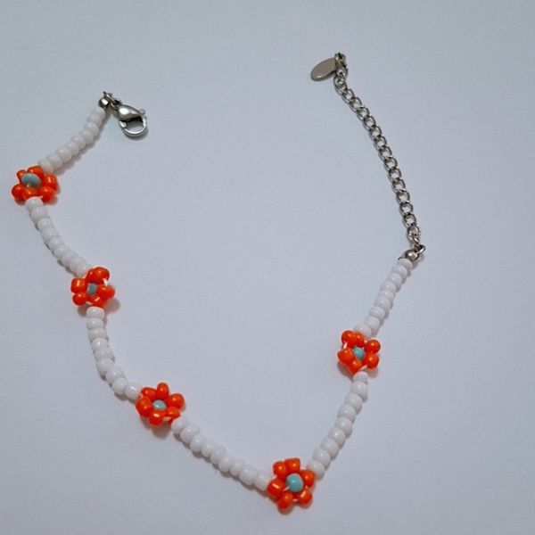 دستبند یا پابند منجوق طرح گل