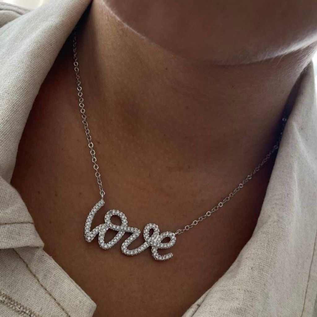 قیمت گردنبند love آبکاری نقره هانا