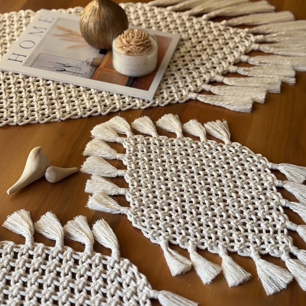 خرید اینترنتی پک سه عددی رانر رومیزی مکرومه بافی