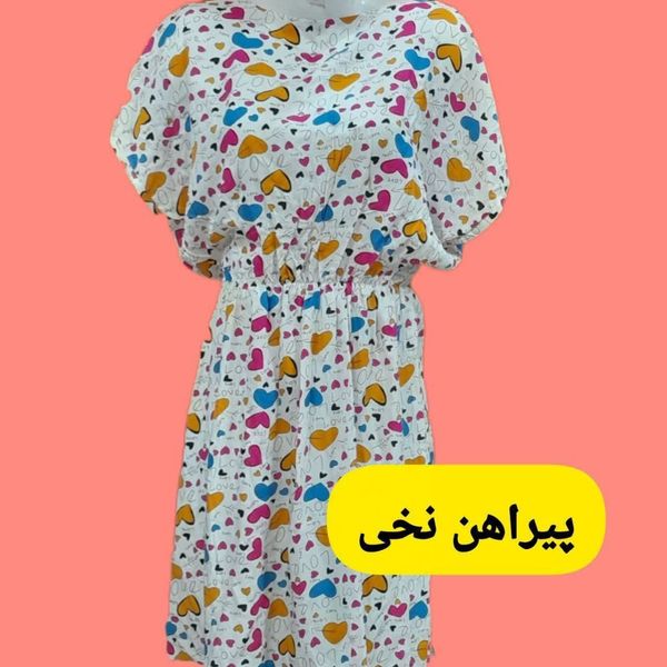 پیراهن نخی کوتاه گلدار زنانه pr6r5