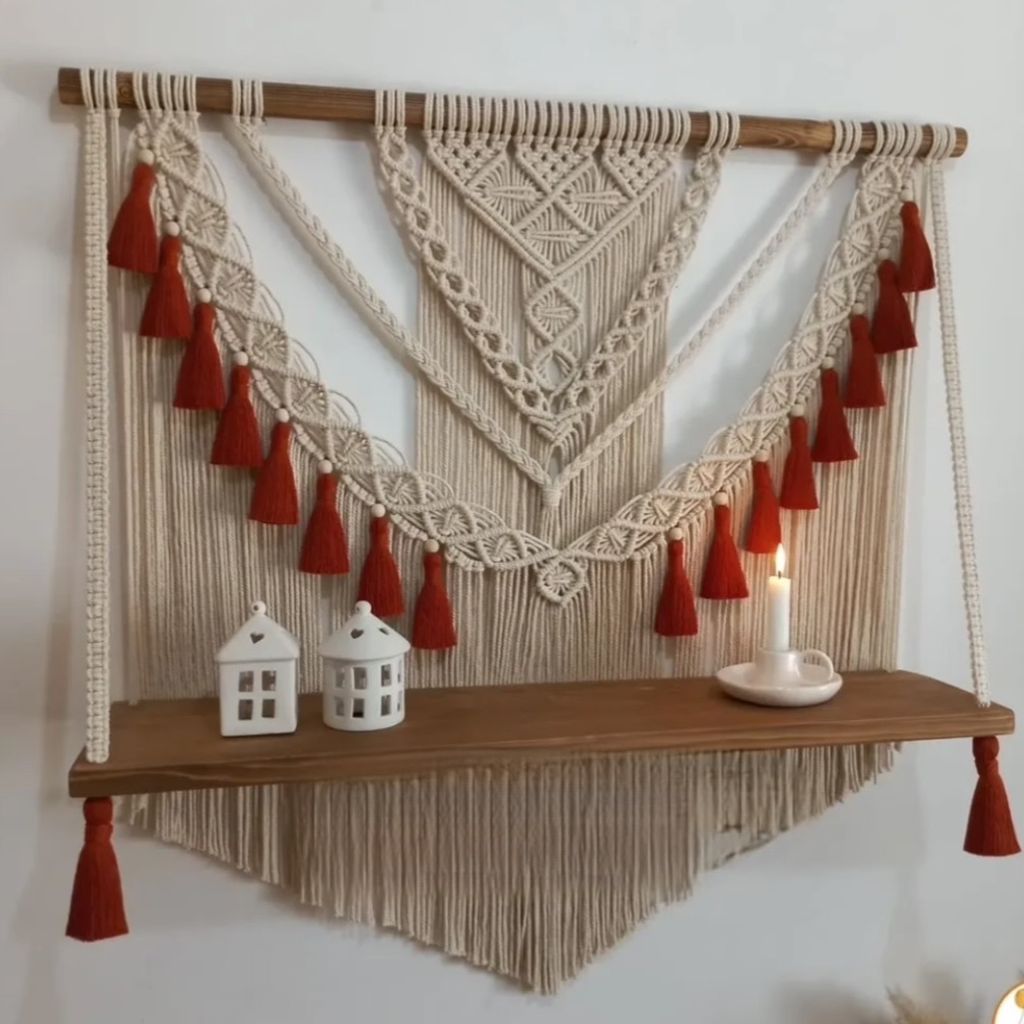 خرید آنلاین شلف دیوار مکرومه بافی مدل انا