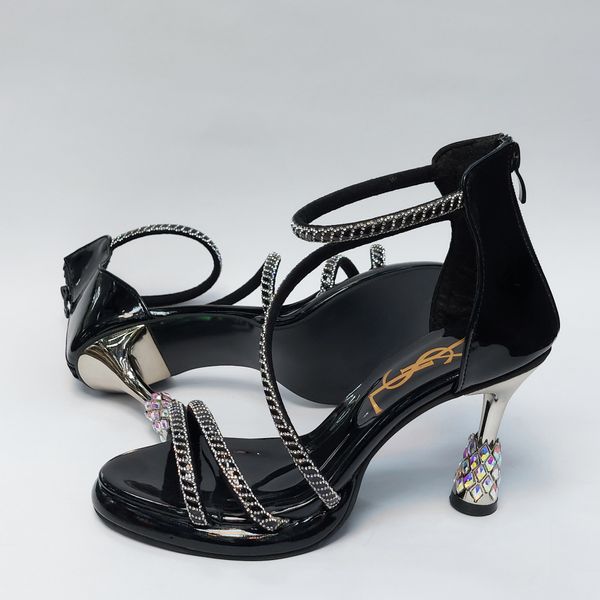 کفش مجلسی زنانه پاشنه نگینی الماسی YSL