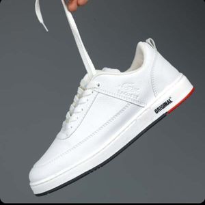 فروش اینترنتی کفش مردانه چرم طرح لاگوست رنگ سفید