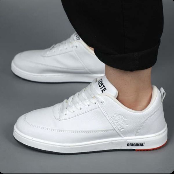 کفش مردانه چرم طرح لاگوست رنگ سفید