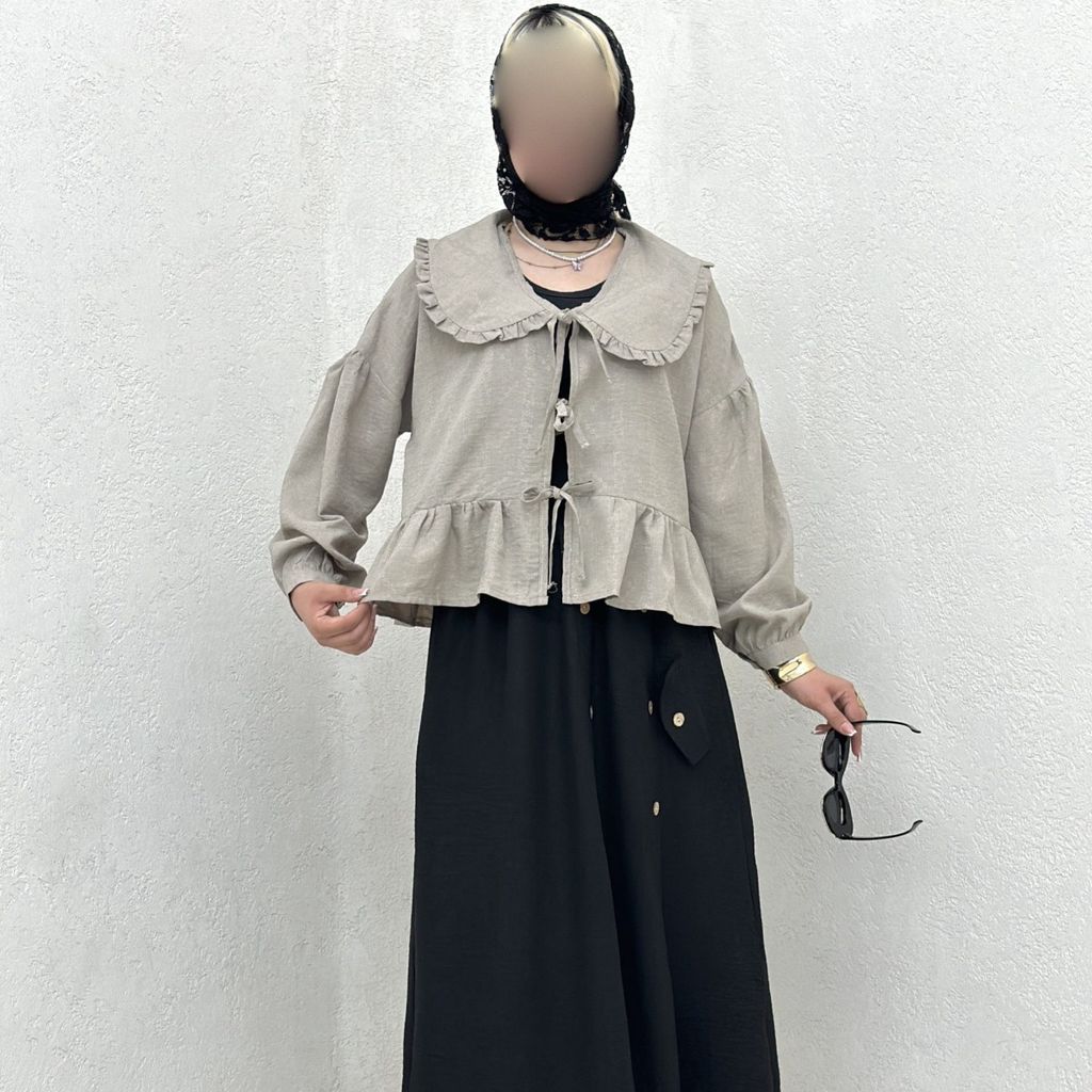 خرید انلاین شومیز یقه دراپه چین دار بانک