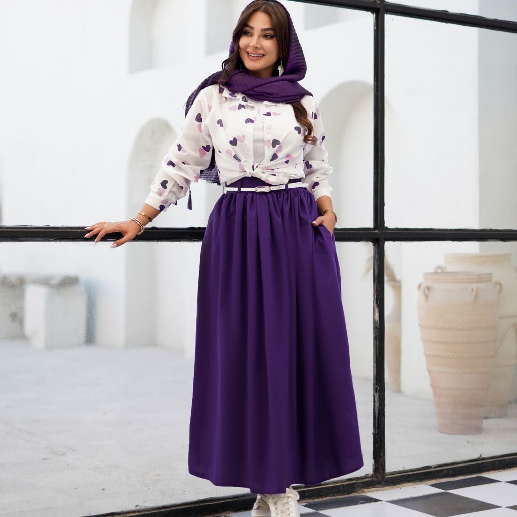 قیمت ارزان شومیز دامن کمربند ست زنانه