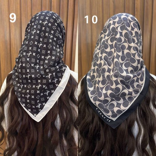 مینی اسکارف سفید مشکی نخ پنبه