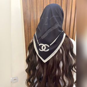 قیمت مینی اسکارف سفید مشکی نخ پنبه