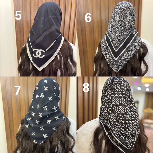 مینی اسکارف سفید مشکی نخ پنبه