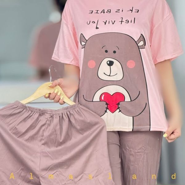 ست لباس راحتی سه تیکه زنانه فری سایز تا 46