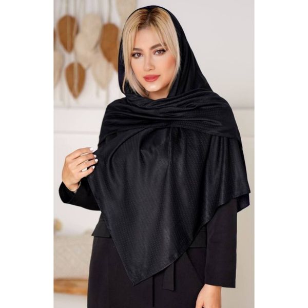 روسری نخی مشکی رنگ ساده قواره صد