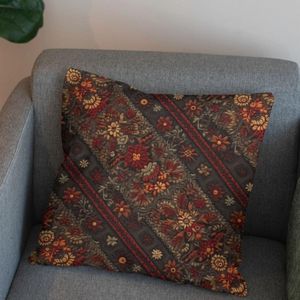 خرید انلاین پارچه مخمل روبالشی پارچه باما طرح سه بعدی فرش ایرانی کد 5014572