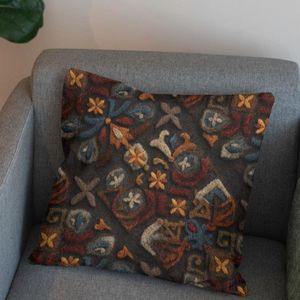 فروش اینترنتی پارچه مخمل روبالشی پارچه باما طرح سه بعدی فرش ایرانی کد 5014573