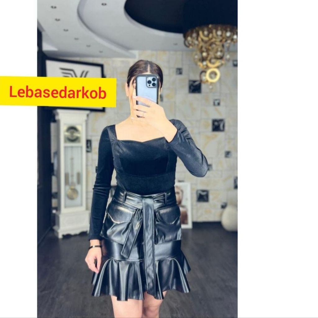 خرید آنلاین دامن چرم مجلسی مشکی