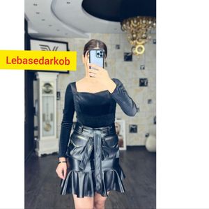 دامن چرم مجلسی مشکی