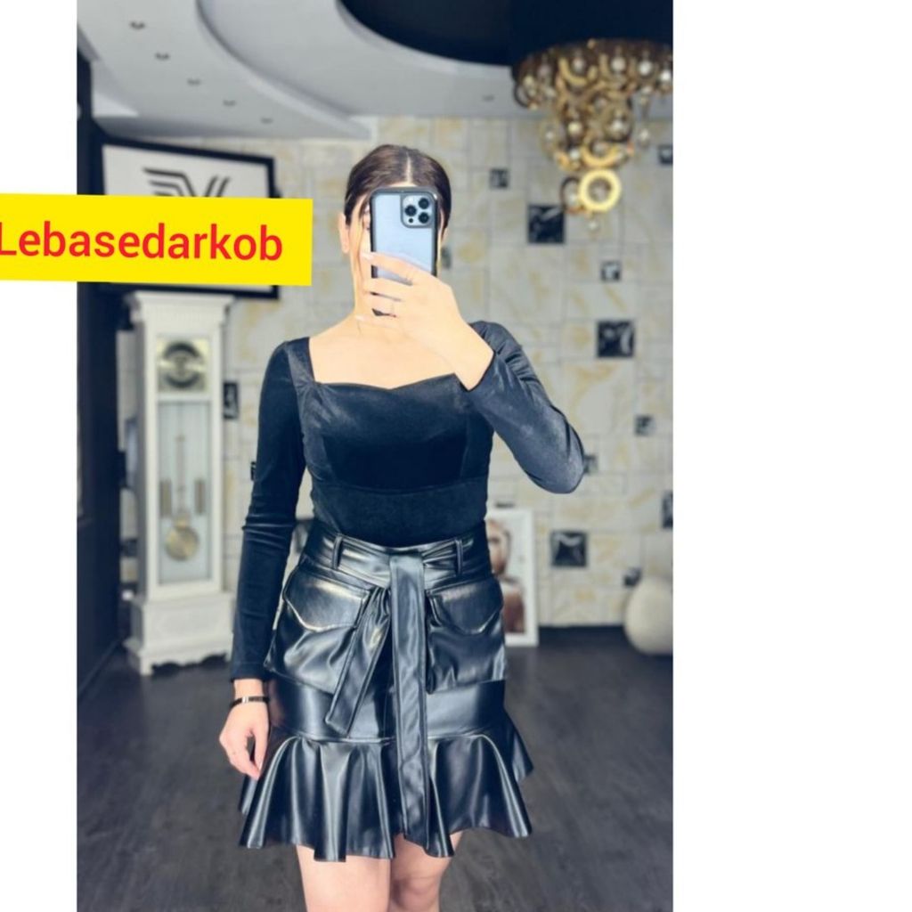 خرید آنلاین دامن چرم مجلسی مشکی