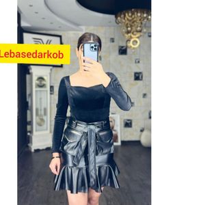 دامن چرم مجلسی مشکی