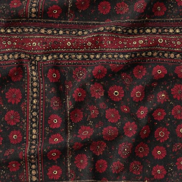 پارچه مخمل روبالشی پارچه باما طرح سه بعدی فرش ایرانی کد 5014574