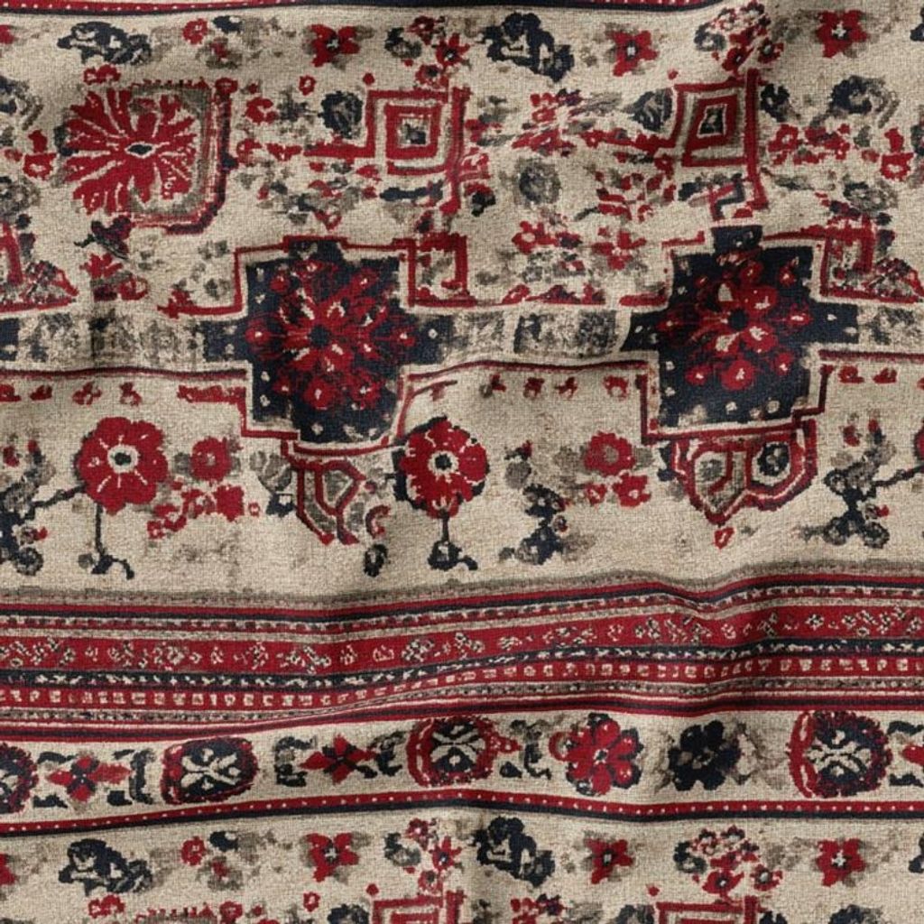 مشخصات پارچه مخمل روبالشی پارچه باما طرح سه بعدی فرش ایرانی کد 5014578