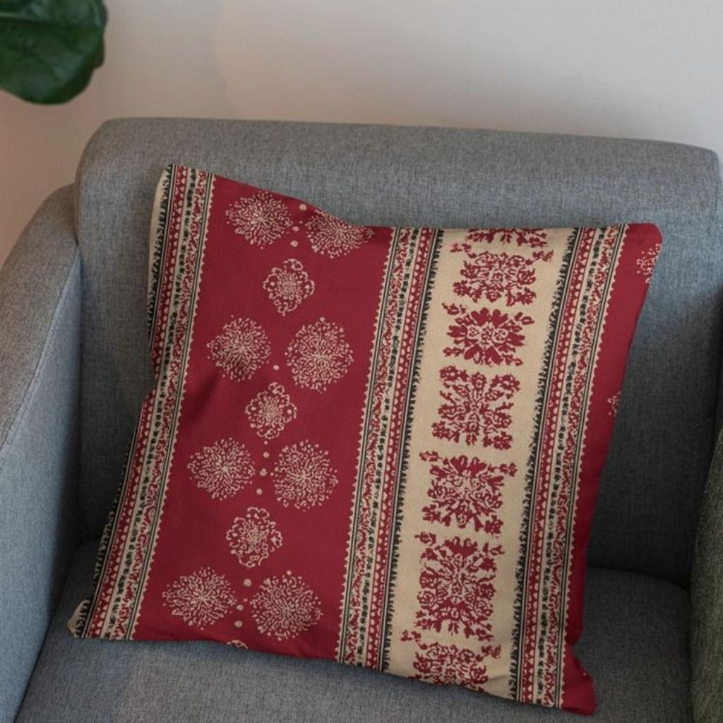 خرید آنلاین پارچه مخمل روبالشی پارچه باما طرح سه بعدی فرش ایرانی کد 5014579