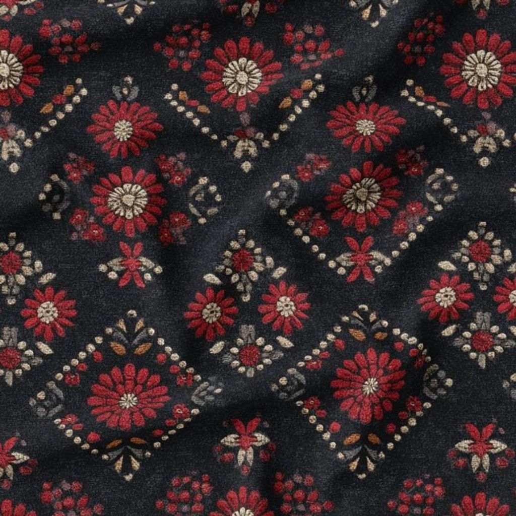 فروش اینترنتی پارچه مخمل روبالشی پارچه باما طرح سه بعدی فرش ایرانی کد 5014583