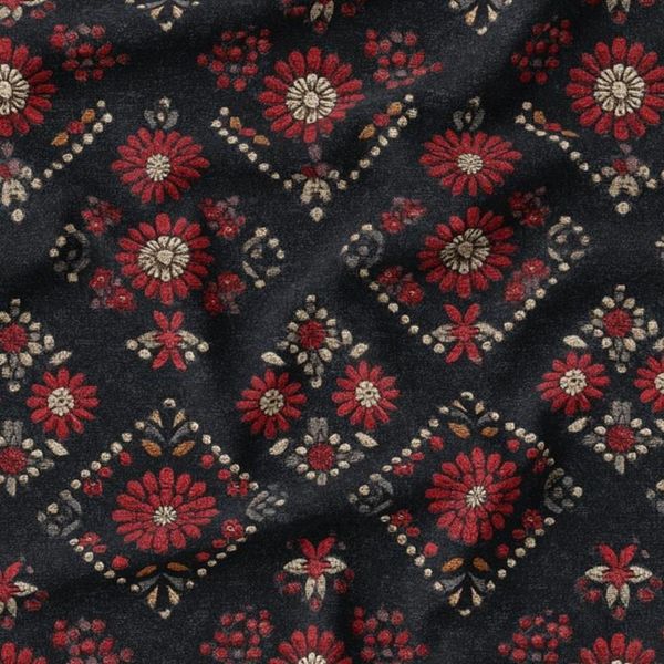 پارچه مخمل روبالشی پارچه باما طرح سه بعدی فرش ایرانی کد 5014583