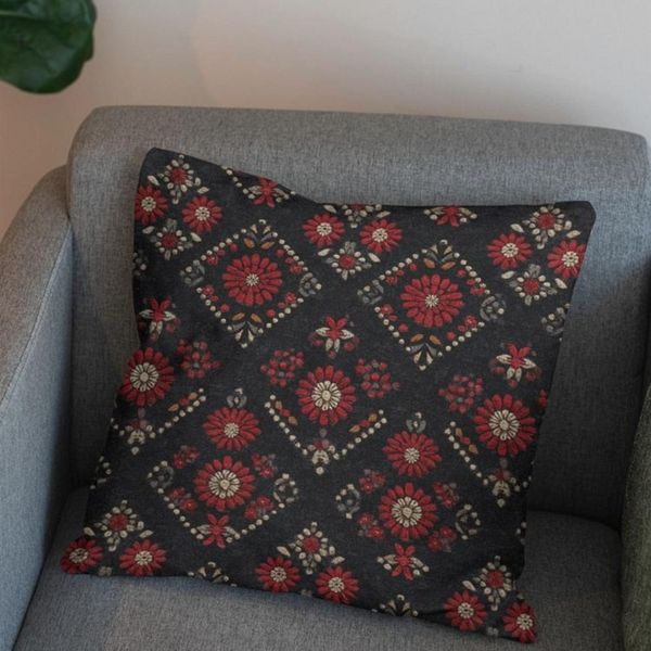 پارچه مخمل روبالشی پارچه باما طرح سه بعدی فرش ایرانی کد 5014583