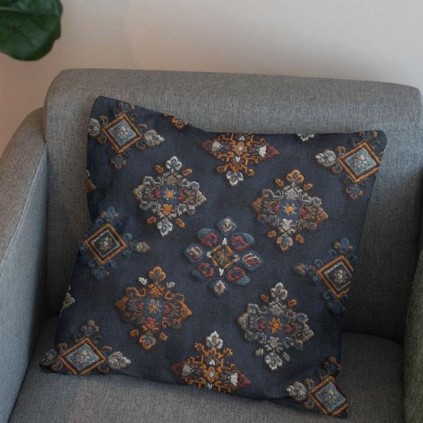 پارچه مخمل روبالشی پارچه باما طرح سه بعدی فرش ایرانی کد 5014584