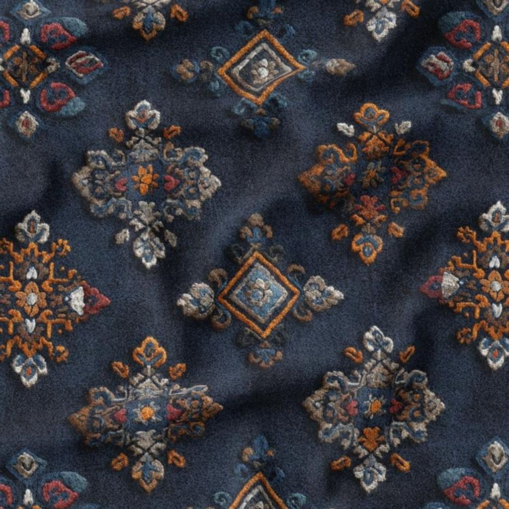 مشخصات پارچه مخمل روبالشی پارچه باما طرح سه بعدی فرش ایرانی کد 5014584